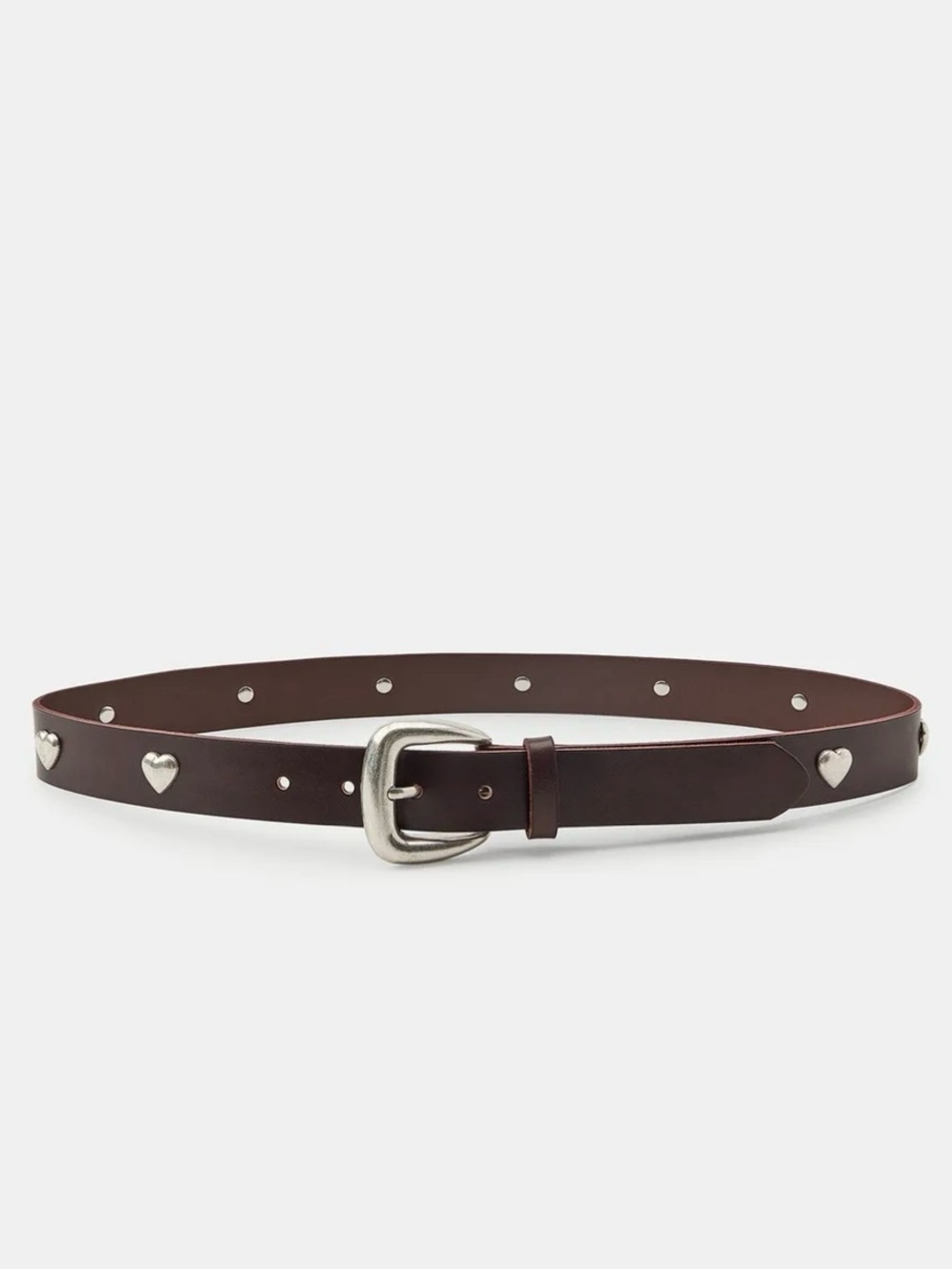 NWT ZARA 100% LEATHER HEART STUDDED BELT